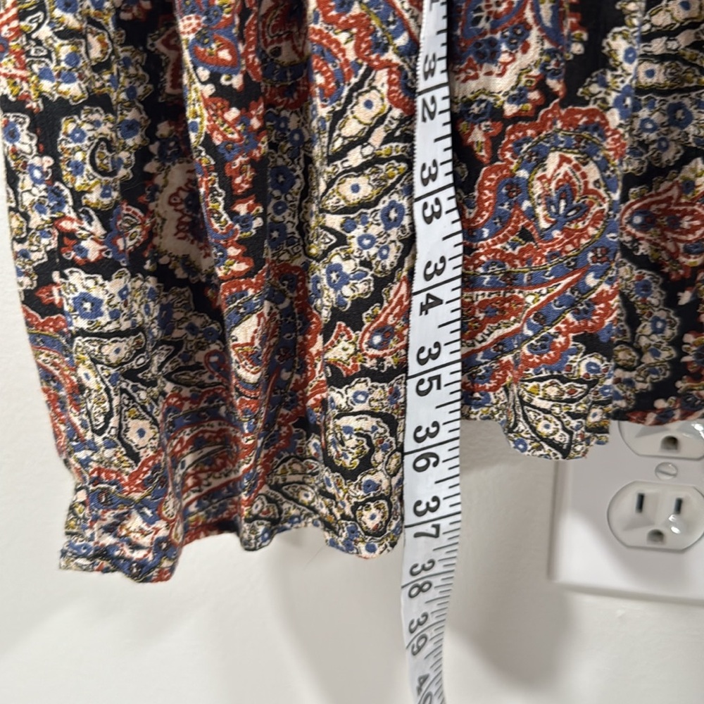 American Eagle Outfitters Long Sleeve Paisley Dress in Black, Rust, Cream - Picture 6 of 10